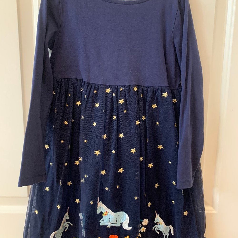 Hanna Andersson long-sleeved tutu dress with Unicorn embroidery - size 6-7